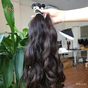 Vietnam ekstensi rambut ujung datar Keratin Italia ditarik ganda ekstensi rambut manusia Keratin Virgin