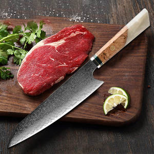 Venta al por mayor personalizado OEM ODM cubertería fábrica japonesa Damasco acero Chef cuchillo rebanador cuchillo para carne fruta vegetal corte - Product Image 6