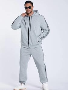 Por encargo de los hombres de alta calidad transpirable invierno Casual chándal de algodón de lana ropa deportiva impresa cremallera Sudadera con capucha pantalones de chándal - Product Image 2