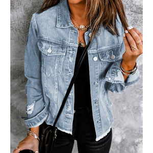 Bonne qualité 2025 femmes véritables vestes à manches longues respirant produit personnalisé université veste Denim jean veste pour les femmes - Product Image 4