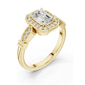 1.286 CT <b>Emerald</b> Cut Lab Diamond Halo Engagement <b>Ring</b> VVS-VS EF Clarity 18KT, 14KT, 10KT Gold & 925 <b>Silver</b> Rose, Yellow, - Product Image 4