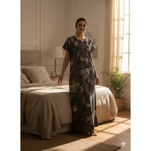 Chemise de nuit longue en spandex tissé pour femme avec poche latérale et tissu respirant - Confortable pour un usage quotidien - Product Image 1