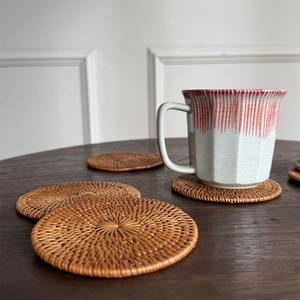 Ensemble de dessous-de-verre en rotin écologique coloré, vente en gros, décoration de table, dessous-de-verre en rotin tressé, style bohème, en provenance du Vietnam - Product Image 5