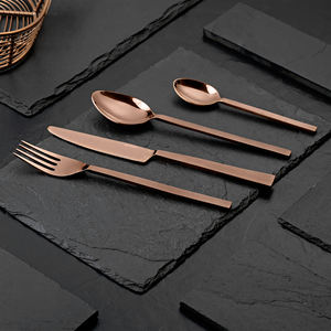 Ensemble d'ustensiles de service modernes en acier inoxydable or rose pour restaurants mariages banquets fêtes avec cuillère fourchette - Product Image 3