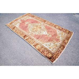Tapis turc vintage classique marron Beige 3.7x6,7 pieds Patchwork Design laine avec support en latex pour salon chambre adolescent espace - Product Image 3