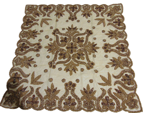 Square Embroidered Organza Sheer <b>Table</b> Overlays Elegant Decorative <b>Table</b> <b>Covers</b> for Weddings Parties Banquets - Product Image 2