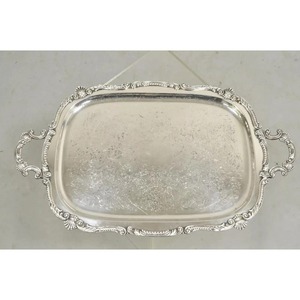 Plateau de service festonné vintage en argent plaqué anglais de style victorien - Product Image 2