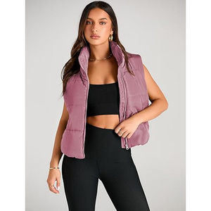 Wholesale <b>Woman</b> Quilted <b>Vest</b> Lady Sleeveless Jacket Puffer <b>Vest</b> - Product Image 2