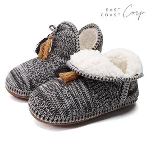 <b>Knit</b> House Quilted Cotton Indoor Ankle <b>Boots</b> Warm <b>Slipper</b> Booties Sock Closure for Autumn Winter Season Breathable Western Style - Product Image 1