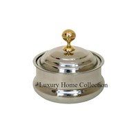 Vaisselle de table en cuivre et chauffe-plats avec couvercle en forme de légume coulé couleur argent