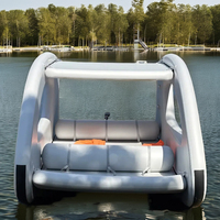 Bateau-maison gonflable pour 4 personnes avec sol en PVC robuste, auvent pare-soleil et pompe à air électrique