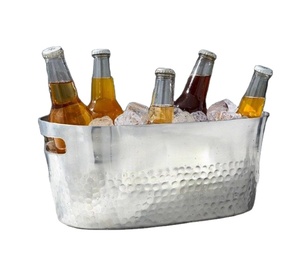 Tina de vino de Artículos de bar de diseño antiguo Cubo de vino de acero inoxidable martillado de calidad superior para tina de vino de Venta caliente - Product Image 1