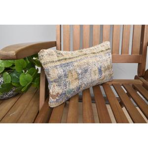 Almohada de retales Kantha de lana Beige de 8x16 pulgadas, almohada bordada Vintage rústica, estilo navideño portátil para coche y hogar - Product Image 2