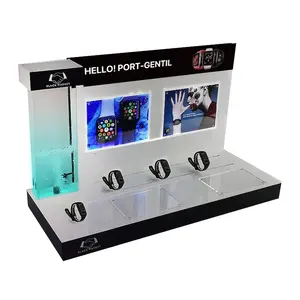 Teller Tafel Acryl Pos Horloge Display Rack Met Lcd-Scherm