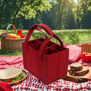 Bolsa de vino individual Vintage personalizable, diseño de cuero de fieltro a la moda para mujer, capacidad de seis botellas, hecha a mano, India, colores personalizados - Product Image 4