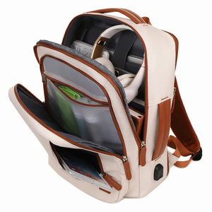 Genuine Leather Minimalist <b>Backpack</b> With Geometric Design And <b>Laptop</b> Compartment Unisex Softback 20-39Litre Capacity - Product Image 5