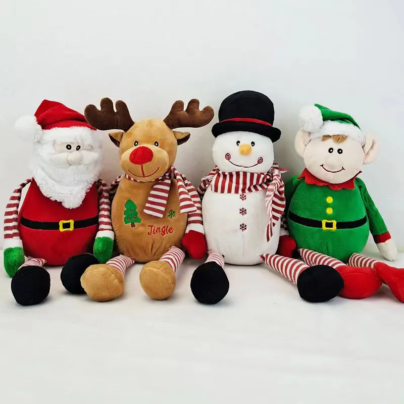 स्टॉक में थोक में थोक में सस्ते मूल्य भरे हुए क्रिसमस खिलौना मूज़ स्नोमैन सेटा क्लॉस के लिए