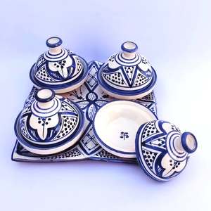 Ensemble de mini-tajines marocaines faites à la main en céramique écologique, multi-usages, 4 pièces, plateau de service, poterie peinte à la main, table de cuisine - Product Image 6