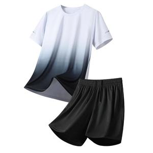 Ensemble de sport pour homme, vêtements de sport de basket-ball d'été, manches courtes, séchage rapide, tenue de course, ensemble de sport, fibre de polyester, col rond, uniforme - Product Image 3