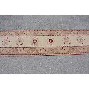 Classic Beige Red Vintage Turkish <b>Rug</b> 2.5 X 8.9ft Large Area Patchwork Design Wool Latex for Hallway <b>Bedroom</b> Room Bedside <b>Rug</b> - Product Image 3