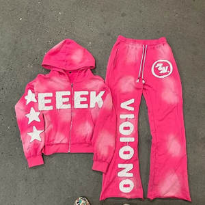 Aspecto de diseño desvanecido de 2 piezas con parches, chándal desgastado para hombre, nueva ropa de invierno, artículo de marca de Outlook, conjunto de jogging más vendido - Product Image 2