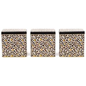 Ensemble de rangement rectangulaire en métal-80x120mm (lot de 3) Motif léopard doré Design Leo - Product Image 1