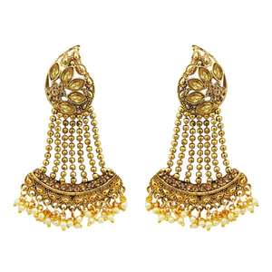 Boucles d'oreilles en plaqué or et or rose Kriaa Brown Austrian Stone Bijoux géométriques en platine pour Party-1310535A de mariage - Product Image 1