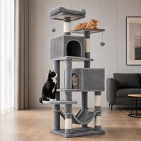 Tour d'escalade pour chat moderne à sept niveaux, écologique, durable, antidérapante, avec double perchoir, condo et poteaux en sisal pour chats