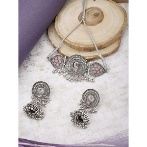 GS Peacock <b>Choker</b> with Pink Flowers Alloy Party Jewelry - Product Image 1