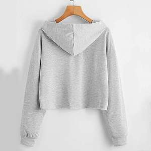 ชุดเสื้อมีฮู้ดผู้หญิง OEM ครอปแบบมีซิปมีฮู้ดผู้ผลิตเสื้อครอปแบบไม่มีความสุขเสื้อครอปแบบมีฮู้ดยูนิเซ็กซ์โอเวอร์ไซส์ออกแบบโลโก้ได้ตามต้องการ - Product Image 5