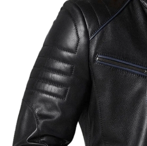 แจ็กเก็ตหนังโอเวอร์ไซส์สำหรับผู้ชาย, สินค้ามาใหม่แจ็คเก็ตหนังพียูปกตั้งไซส์ใหญ่พิเศษสีดำบุนวม - Product Image 6