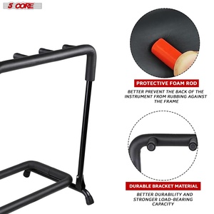 5 Core Multi Guitar Rack Stand Floor 3 Slot Adjustable Flying V Guitars Holder Black Collapsible Soft Padding 26 Inch - Product Image 4