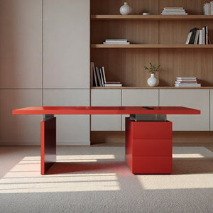 Modern Solid <b>Wood</b> Rectangular <b>Office</b> <b>Desk</b> with Storage Drawers for Executive Home Study - Product Image 1