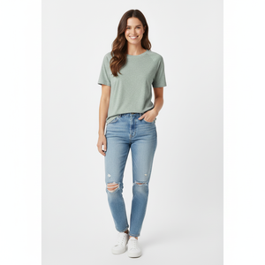 T-shirt pour femmes de haute qualité, tissu en coton doux, style décontracté confortable, col rond, parfait pour les activités quotidiennes en plein air et la salle de sport - Product Image 6