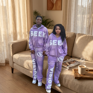 Conjunto Deportivo Morado Seek See, Sudadera con Capucha de Corte Regular, Ropa Urbana Unisex para Adultos, Estampado por Sublimación, Talla Grande - Product Image 5