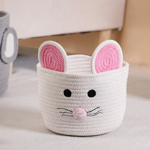 Best Selling Round Shape Unique Attractive Product Round Cotton <b>Rope</b> Cat Design <b>Storage</b> <b>Basket</b> With Handle Custom Size Home Deco - Product Image 5