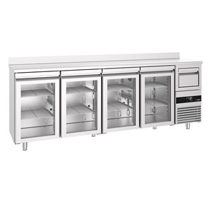 Enfriador de Botellas Comercial para Barra PREMIUM - 2690x600mm - 710L - con 4 Puertas de Vidrio Abatibles, Soporte y Contenedor para Desechos de Café - Product Image 4