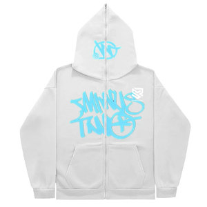 เสื้อมีฮู้ดผ้าคอตตอนสำหรับผู้ชายแบบ100% มีซิปเต็มหน้าทรงพลัสไซส์ผ้าปะติดแบบปักลายสำหรับฤดูหนาว - Product Image 2