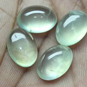 Cabujones Sueltos Ovalados de Prehnita Verde Natural de 8mm y 10mm, Calibrados y Lisos, Certificados por IGI, Venta al por Mayor en Línea, Precio de Fábrica - Product Image 1