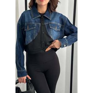 Chaqueta Negra de Mezclilla con Detalles de Scuba - Negra - Product Image 4