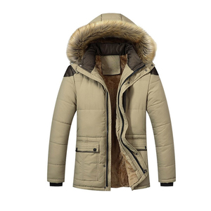 Manteau d'extérieur épais à fermeture éclair pour hommes Parka chaude en coton rembourré Veste parka à col montant pour hommes - Product Image 1
