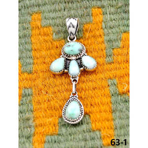Pendentifs artisanaux Paloma et en argent sterling du sud-ouest avec technologie d'incrustation de turquoise à la sangle de monture - Product Image 2