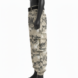 Pantalones Holgados para Mujer, Material de Sarga de Algodón Grueso, Color Cargo, Panel de Bolsillo, Puño Elástico, Logotipo Personalizado con Serigrafía, Pantalones Holgados en Venta - Product Image 3