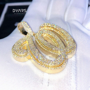 จี้เพชรโมอิสซาไนต์แบบฮิปฮอปสลักชื่อตามสั่ง เงินแท้ 925 ชุบทองหรูหรา - Product Image 4