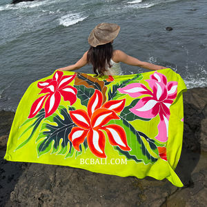 Experience Bali vibrant charm with our Summer Collection unique hand painted rayon sarongs featuring exquisite floral designs - Product Image 4