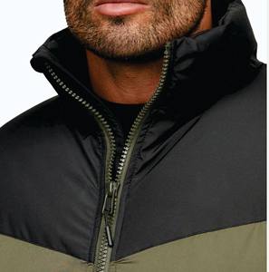 100% Polyester Full Zip Padded Lining <b>Black</b>/Khaki <b>Mens</b> Resolute Puffer Coat with 2 Front Pouch Pockets - Product Image 3