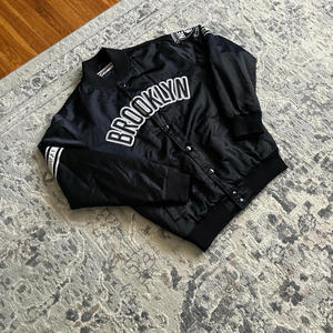 Satin Varsity <b>Jacket</b> Men's High Street College <b>Jacket</b> American Vintage Brooklyn USA Basketball Embroidered Letterman Silk <b>Jacket</b> - Product Image 3