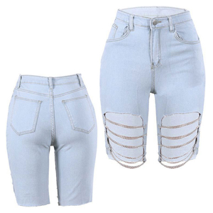 Shorts Vaqueros Vintage para Mujer, Cintura Alta, Dobladillo Deshilachado, Corte Ajustado, con Cinturón, Estilo Casual, Sexy y Urbano para Verano - Product Image 1