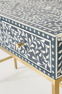 Artesanía con incrustaciones de hueso Floral personalizada de la India, mesita de noche de diseño moderno para dormitorio y sala de estar - Product Image 2