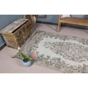 Vintage Area Rug, 4.5x8.6 ft Turkish Rug, <b>Brown</b> Abstract <b>Wool</b> Rug - Product Image 5